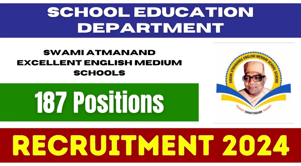 Swami Atmanand Excellent English Medium Schools Recruitment 2024 Apply for 187 Positions