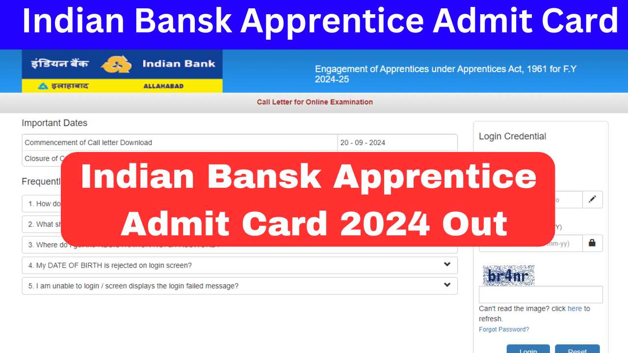 Indian Bansk Apprentice Admit Card 2024 Out