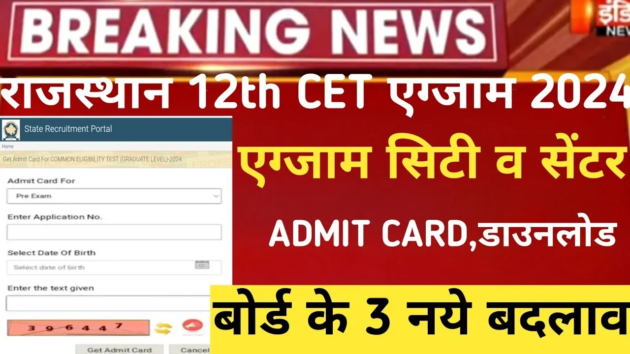 Rajasthan CET 12th Level Admit Card